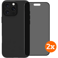 BlueBuilt Back Cover iPhone 16 Pro Max Zwart + Privacy Filter Screenprotector Duo Pack