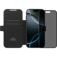 BlueBuilt Apple iPhone 17 Pro Max Book Case Leer Zwart + BlueBuilt iPhone 17 Pro Max Privacy Screenprotector Glas