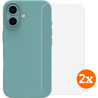 BlueBuilt Back Cover iPhone 16 Groen + Screenprotector Glas Duo Pack