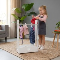 Poppen kledingrek hout wit met hartje incl. 4 hangertjes - Bandits and Angels