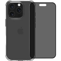 BlueBuilt Protective Back Cover iPhone 16 Pro Transparant + Privacy Screenprotector Glas