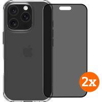 BlueBuilt Protective Cover iPhone 16 Pro Transparant + Privacy Screenprotector Duo Pack