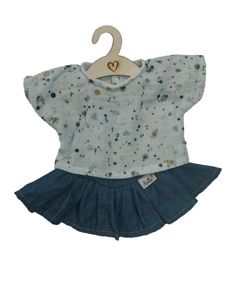 Poppenrok en -shirt jeans sweet dots - Hollie