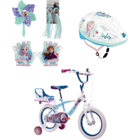 Frozen fietsset; fiets 14 inch, handschoenen, windmolen, stuur fransjes en helm