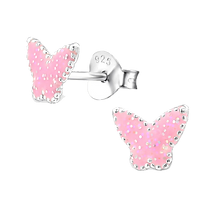 Oorbellen vlinder roze  - By Nikki