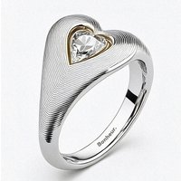 Eléa Heart Signet Ring - Rhodium Plated / 8