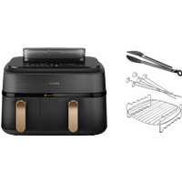 Philips 5000 Series Dual Basket NA552/00 + Dubbellaagse kookset