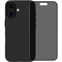 BlueBuilt Back Cover iPhone 16 Zwart + Privacy Filter Screenprotector Glas