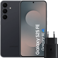Samsung Galaxy S25 FE 256GB Zwart 5G + Samsung Oplader 25 Watt Zwart