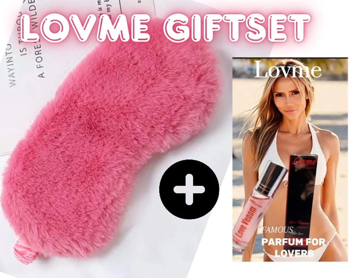 Aantrekkende Pheromone Parfum en Roze Velvet Fluffy Sleepmasker Woman Gift set - LOVME Luxe Valentijn Giftset – Romantisch Jubileum en Valentijn Cadeau