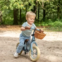 Bandits and Angels Starter met luchtbanden petrol blauw met mandje - 10 inch loopfiets vanaf 2 jaar