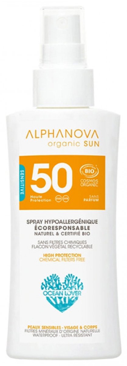 Alphanova SUN Vegan BIO SPF 50 Spray TRAVEL Gevoelige Huid