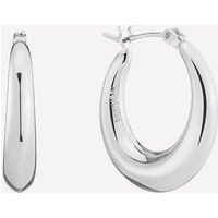 Puffed Hoop Earrings - Rhodium Plated