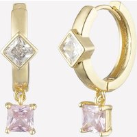 Giselle Charm Hoops - Rhodium Plated / Pink