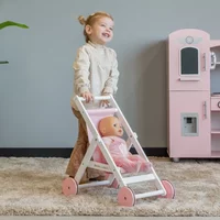 Poppenbuggy 2 jaar hout roze en wit Lovely Pink-White - Bandits & Angels