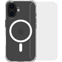 BlueBuilt Protective Back Cover met MagSafe iPhone 16 Transparant + Screenprotector Glas
