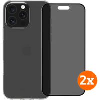 BlueBuilt Back Cover iPhone 16 Pro Max Transparant + Privacy Screenprotector Duo Pack