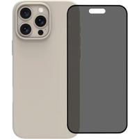BlueBuilt Back Cover iPhone 16 Pro Max Beige + Privacy Filter Screenprotector Glas