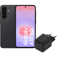 Samsung Galaxy A37 128GB Zwart 5G EE + BlueBuilt Oplader met Usb C Poort 45W Zwart